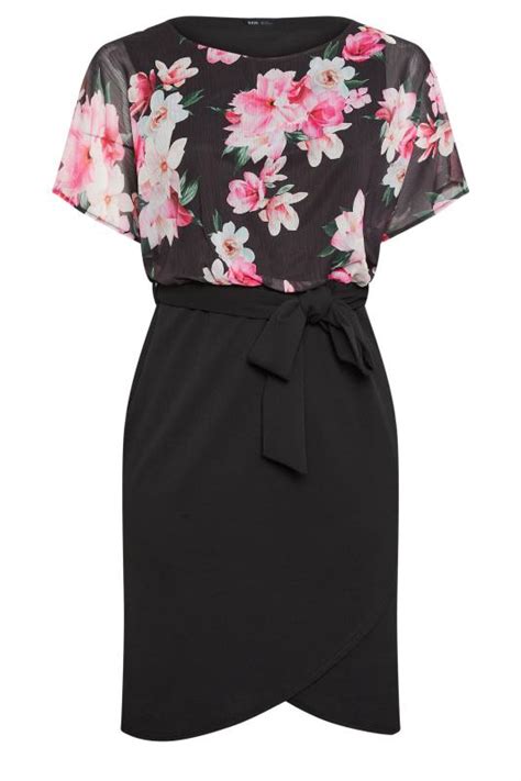 YOURS LONDON Plus Size Black Floral Print Dress Yours Clothing