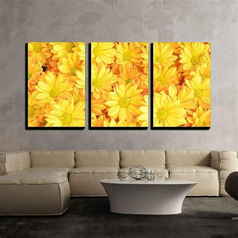 Wall26 3 Piece Canvas Wall Art Yellow Chrysanthemum Flowers