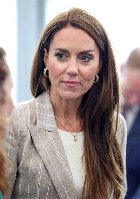 Kate Middleton Braves The Rain In Chic Pinstripe Blazer And Ballet Flats Woman And Home