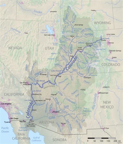 Course Of The Colorado River - Wikipedia - Colorado River Map Texas ...