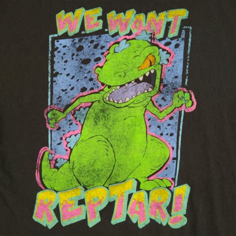 Nickelodeon Reptar Rugrats Graphic Black T Shirt Men Gem