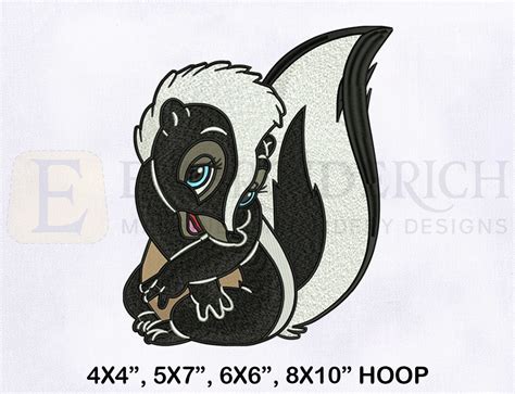 Bambi Flower Skunk Machine Embroidery Design Embroidery - Etsy