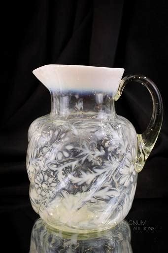 Northwood Opalescent Victorian Glass Daisy And Fern Water Pitcher