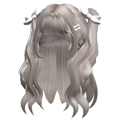 Long Wavy Pigtails W Bow Ash Roblox