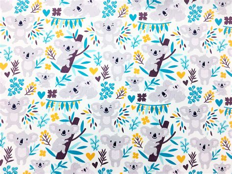 Koala Fabric Koala bear Fabrics by the Yard-Half Yard Cotton | Etsy
