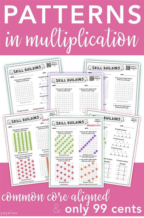 Multiplication Table Patterns Worksheets