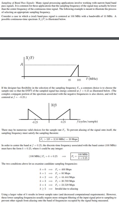 Solved Sampling Of Band Pass Signals Many Signal Processing Chegg