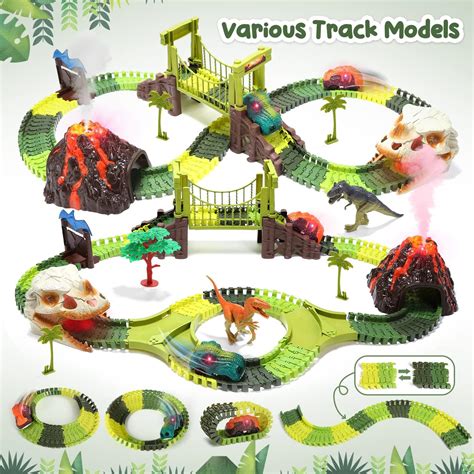 Buy HOLYFUN Dinosaur Race Car Tracks Toy Train Set Tracks Car Track