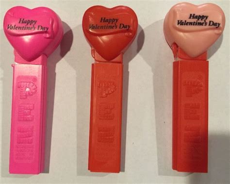 Collectible Lot Of 3 Pink And Red Happy Valentines Day Pez Candy