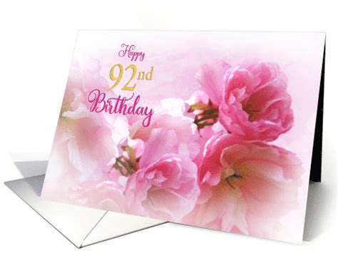 Happy 92nd Birthday For Her Soft Pink Cherry Blossoms Photo Art Card