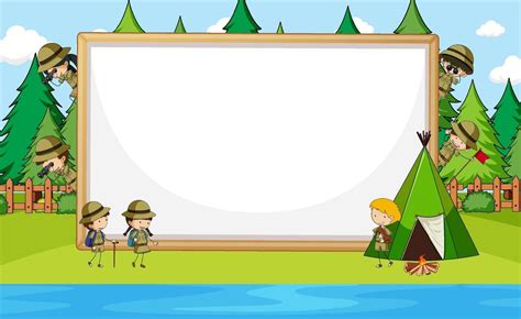 Empty banner with many kids in scout theme 3093890 Vector Art at Vecteezy