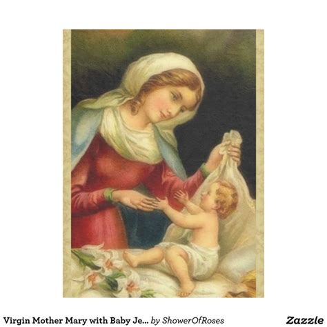 Virgin Mother Mary With Baby Jesus Fleece Blanket Blessed Mother Mary