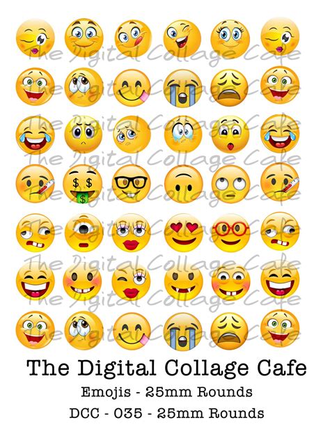 Emoji Digital Collage Sheet DCC035 Emoticons Collage Faces | Etsy