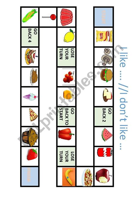 Board Game I Like I Dont Like Food ESL Worksheet By Mireiabelg