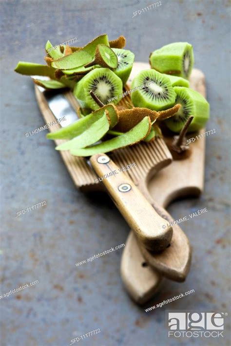 Peeled Kiwis With Kiwi Peel Stock Photo Picture And Rights Managed