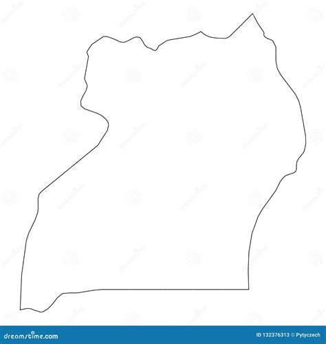 Uganda - Solid Black Outline Border Map of Country Area. Simple Flat ...