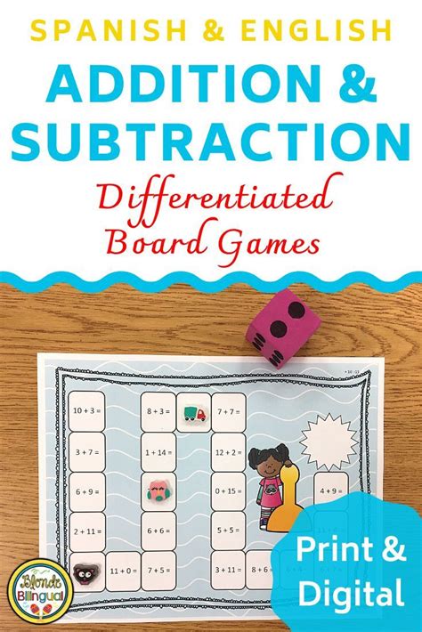 Addition And Subtraction Games In Spanish And English Addition And Subtraction 1st Grade