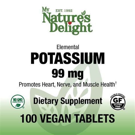 Potassium 99 Mg 100 Vegan Tabs My Nature S Delight