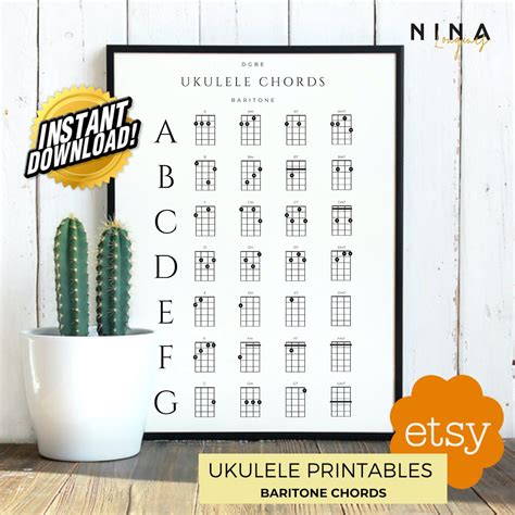 Printable Ukulele Baritone Chords Acordes Ukelele Barítono Imprimibles Etsy