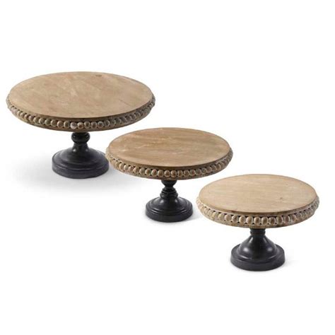 Wood Beaded Cake Stand Set Of 3 Antique Farmhouse