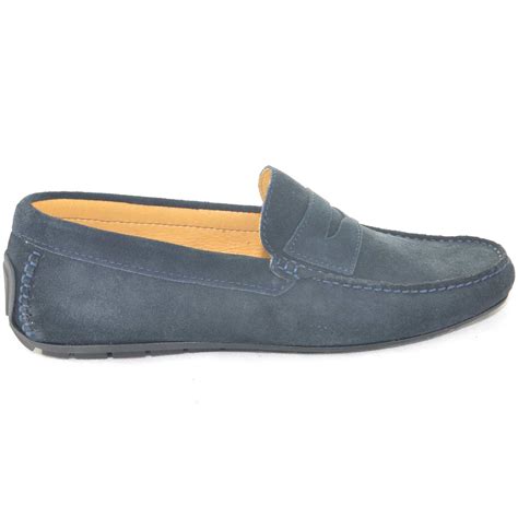 Mocassino Car Shoes Interland Uomo Blu Scuro Comfort Man Casual Made In Italy Vera Pelle Fondo