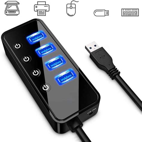 Hub USB 3 0 à 4 ports avec 4 ports de données USB 3 0 et 1 port de