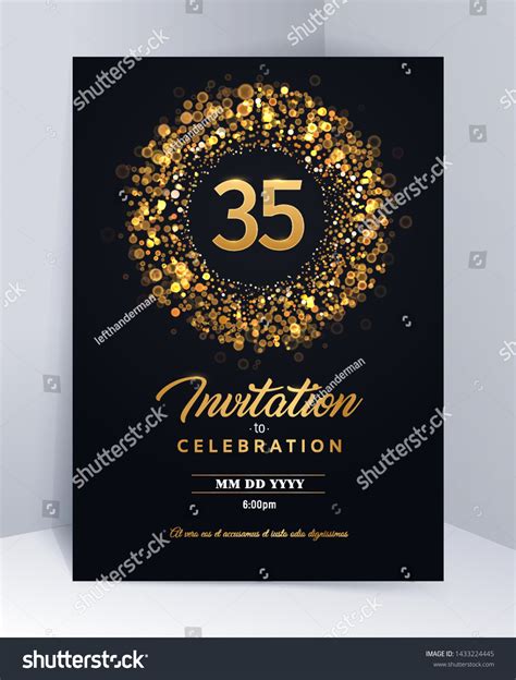 35 Years Anniversary Invitation Card Template Stock Vector Royalty