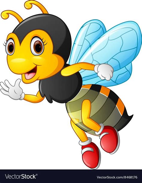 Cartoon Bee Waving Hand Vector Image On Vectorstock Cartoon Bee Bee