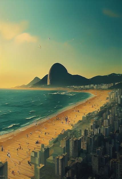 Praia De Copacabana Rio De Janeiro Brasil Fantasia Do Designer Belo