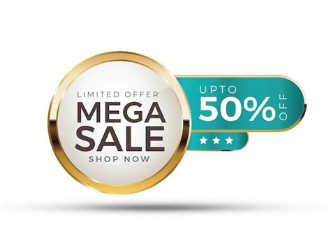 Mega Sale Offre Un Badge Doré Et Un Design D étiquette Vecteur Premium