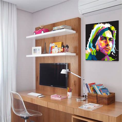 Quadro Kurt Cobain Colorido Lindo Quadro Decorativo Nirvana