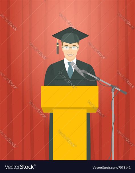 Graduation Ceremony Speech A Man Graduate At Vector Image