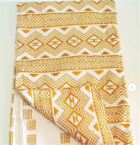 Authentic Gold And White Kente 4 And 6 Yards Genuine Ghana Handwoven