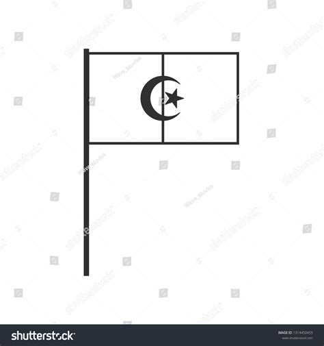 Algeria Flag Icon Black Outline Flat Stock Vector (Royalty Free ...