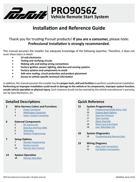 Voxx Electronics Pursuit Pro Z Installation And Reference Manual Pdf