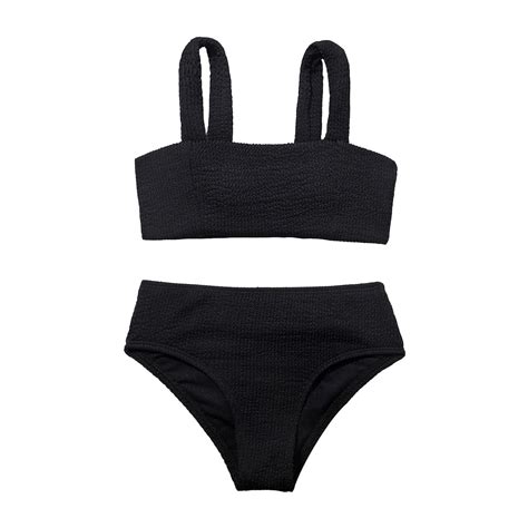 Asfgimuj Girls Two Piece Swimsuit Sport Soild High Waist Bikini Set