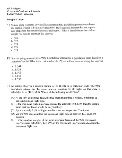 Ap Statistics Chapter 7 Multiple Choice