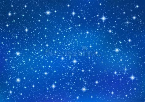 Abstract Blue Background With Sparkling Twinkling Stars Cosmic Shiny