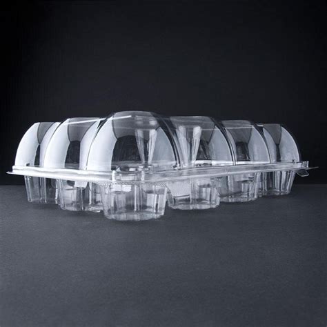 12 Compartment Hinged High Dome Clear Cupcake Container 5 Pack