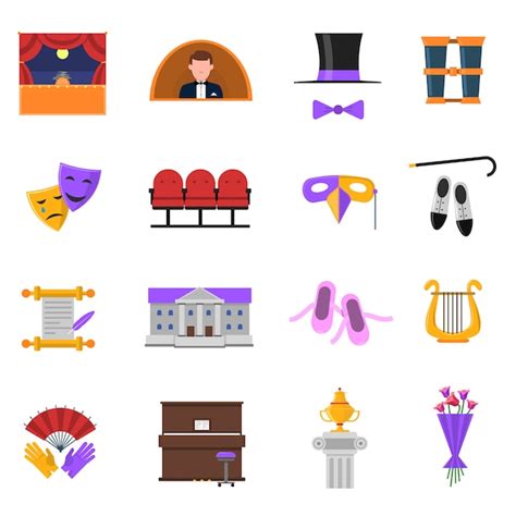 Conjunto De Iconos De Teatro Vector Gratis