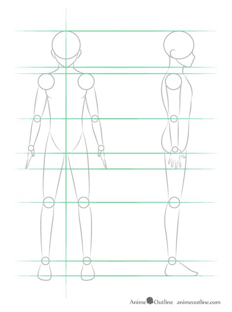 Male Anime Body Template Sketch The Rest Of The Body Using A Stick Figure