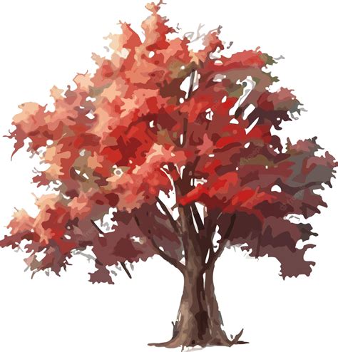 Premium Vector | A tree with red leaves in the fall