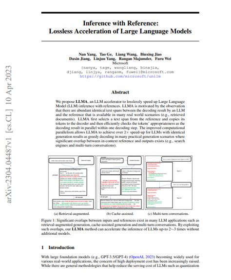 微软提出llma 大型语言模型的无损加速 可以无损地加速带有引用的大型语言模型 Llm 推理 智源社区