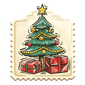 Postage Stamp With Christmas Gift Christmas Stamp Postage Stamp PNG