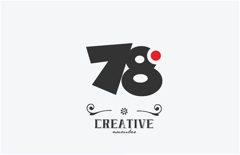 grey 78 number logo icon design with red dot. Creative template for ...