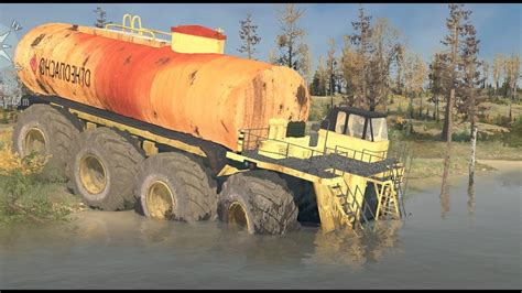 Spintires Mudrunner Caterpillar M Dump Truck Tanker Crossing