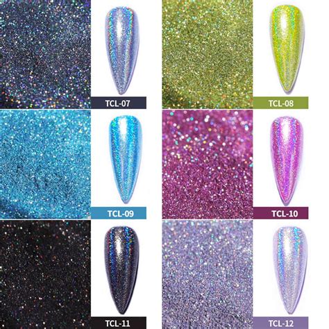 Beyprern 1box Holographic Powder On Nails Laser Silver Glitter Chrome