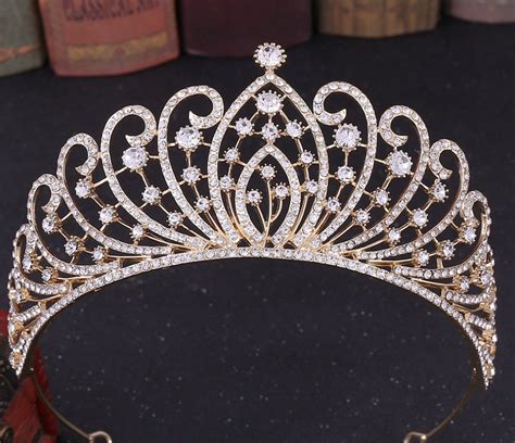 Gold Rhinestone Tiara Crown Bridal Wedding Pageant Tiara Crown Bridal Accessories China