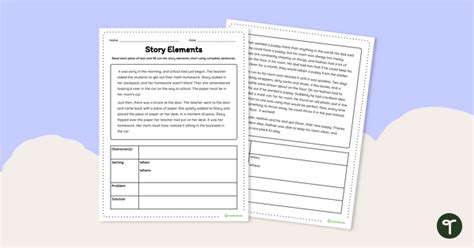 5 Elements Of A Story Explained Free Worksheet Imagine Forest