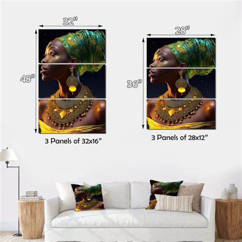 Designart Emerald Queen African Woman Under Moon Iv African American Woman Canvas Art Print